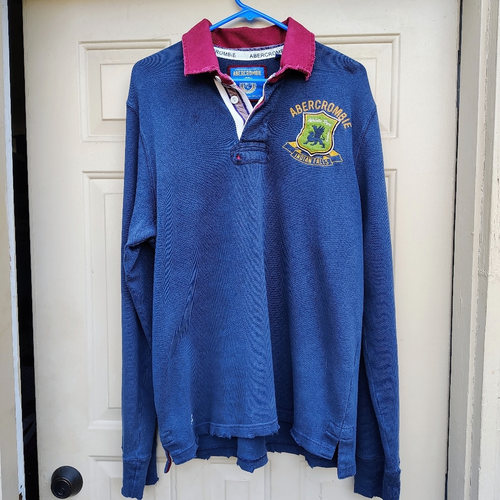 Abercrombie & Fitch Blue and Red Polo Shirt